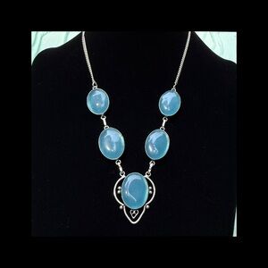Elegant Blue Chalcedony and Silver Necklace